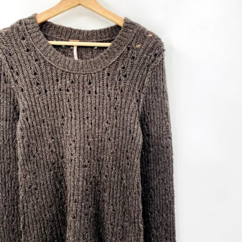 Free people brown Knit Distressed Sweater‎